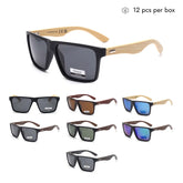 VZB043 Gafas de sol polarizadas cuadradas de bambú para mujeres y hombres al por mayor 1 docena (12 piezas)